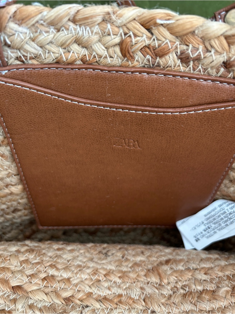 Zara Natural Straw Tote with Brown Leather Straps - Picture 3 of 6